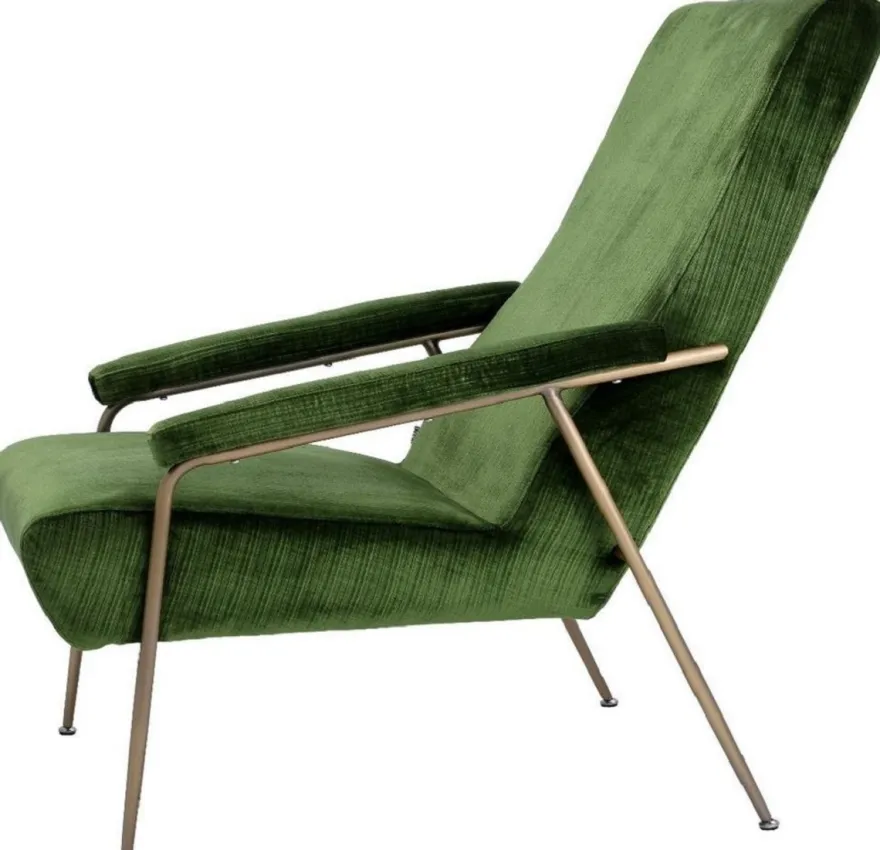 Casa Padrino Luxus Lounge Sessel Grün / Messing 73 x 102 x H. 96,5 cm - Wohnzimmer Samt Sessel - Luxus Wohnzimmer Möbel