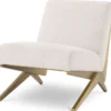 Casa Padrino Luxus Lounge Sessel Creme / Messing 63,5 x 90,5 x H. 74 cm - Wohnzimmer Sessel - Wohnzimmer Möbel - Luxus Kollektion