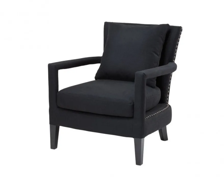 Casa Padrino Luxus Lounge Sessel im Barockstil Schwarz - 70 x 70 x 81 cm