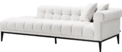 Casa Padrino Luxus Lounge Sofa Weiß / Schwarz 223 x 98 x H. 69 cm - Rechtsseitiges Wohnzimmer Sofa mit 2 Kissen - Luxus Qualität