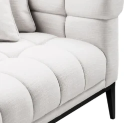 Casa Padrino Luxus Lounge Sofa Weiß / Schwarz 223 x 98 x H. 69 cm - Rechtsseitiges Wohnzimmer Sofa mit 2 Kissen - Luxus Qualität