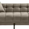 Casa Padrino Luxus Lounge Sofa Greige / Schwarz 223 x 95 x H. 68 cm - Linksseitiges Wohnzimmer Sofa mit edlem Samtsoff und 2 Kissen