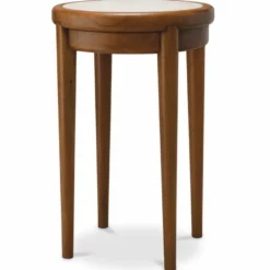 Casa Padrino Luxus Mahagoni Beistelltisch mit Marmorplatte und Schublade Braun / Beige H. 70 cm
