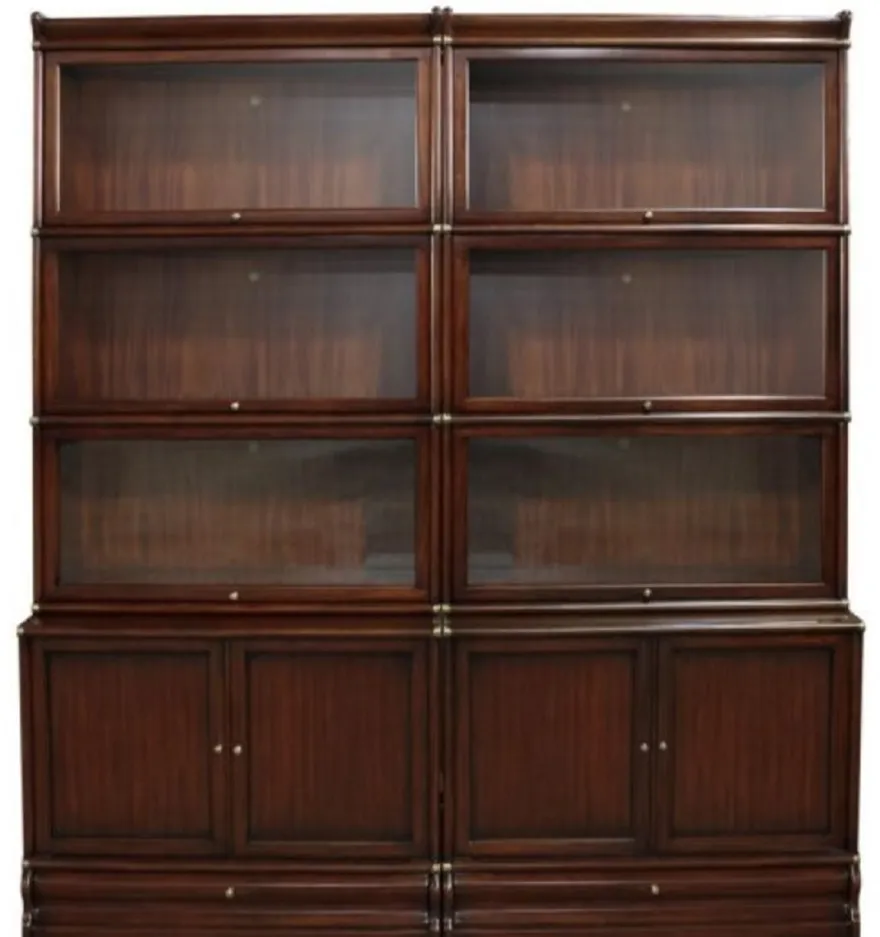 Casa Padrino Luxus Mahagoni Bücherschrank mit 10 Türen und 2 Schubladen Dunkelbraun 172 x 47 x H. 234 cm - Luxus Büromöbel