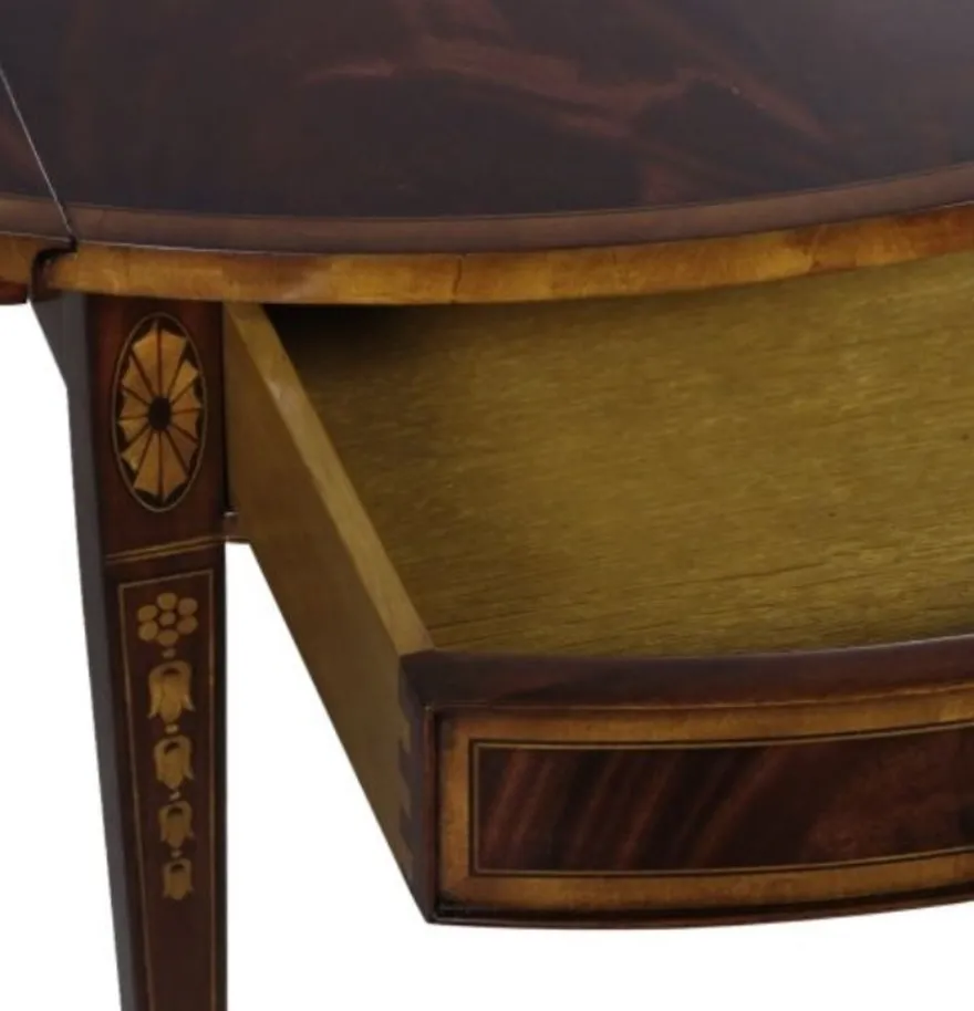 Casa Padrino Luxus Mahagoni Beistelltisch mit Schublade Braun 96 x 77 x H. 73 cm - Wohnzimmermöbel