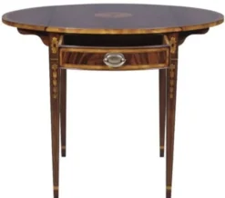 Casa Padrino Luxus Mahagoni Beistelltisch mit Schublade Braun 96 x 77 x H. 73 cm - Wohnzimmermöbel