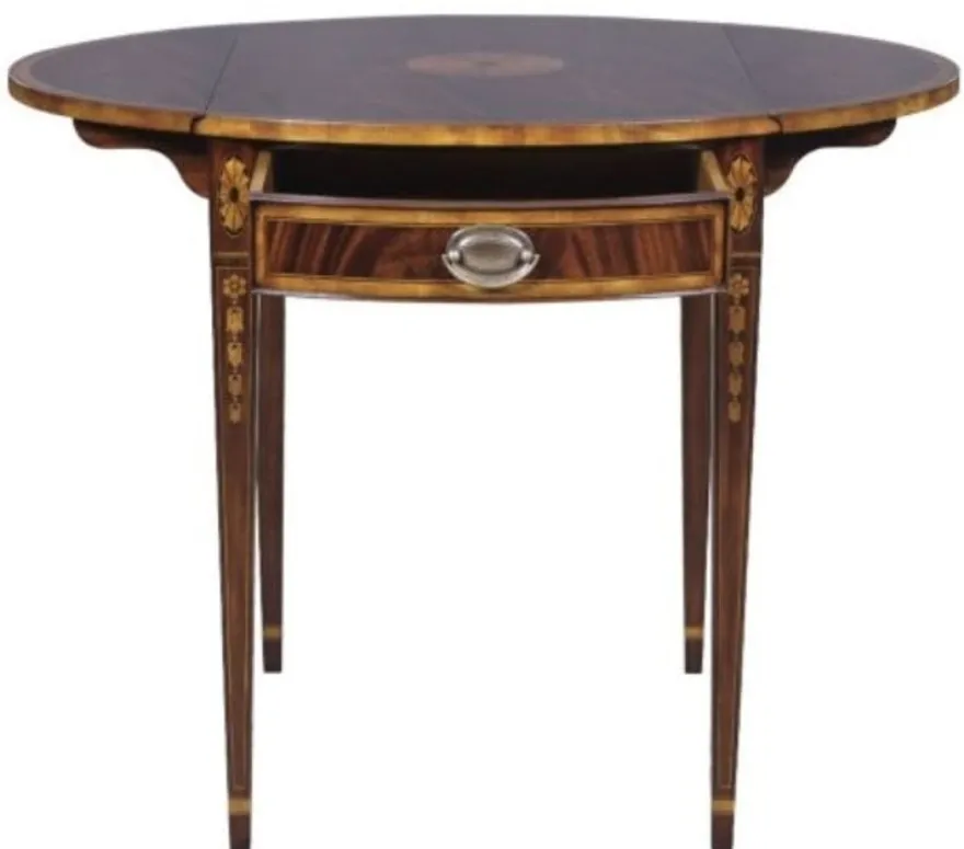 Casa Padrino Luxus Mahagoni Beistelltisch mit Schublade Braun 96 x 77 x H. 73 cm - Wohnzimmermöbel