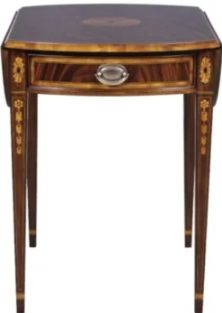Casa Padrino Luxus Mahagoni Beistelltisch mit Schublade Braun 96 x 77 x H. 73 cm - Wohnzimmermöbel