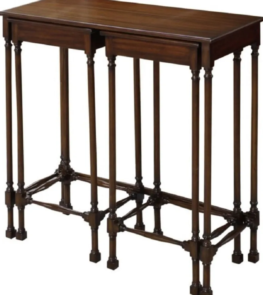 Casa Padrino Luxus Mahagoni Beistelltisch Set Dunkelbraun 67 x 28 x H. 70 cm - Luxus Möbel
