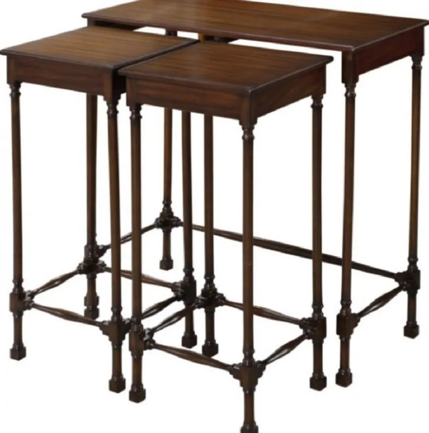 Casa Padrino Luxus Mahagoni Beistelltisch Set Dunkelbraun 67 x 28 x H. 70 cm - Luxus Möbel