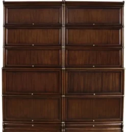 Casa Padrino Luxus Mahagoni Bücherschrank mit 10 Glastüren und 2 Schubladen Dunkelbraun 172 x 36,5 x H. 197 cm - Luxus Büromöbel