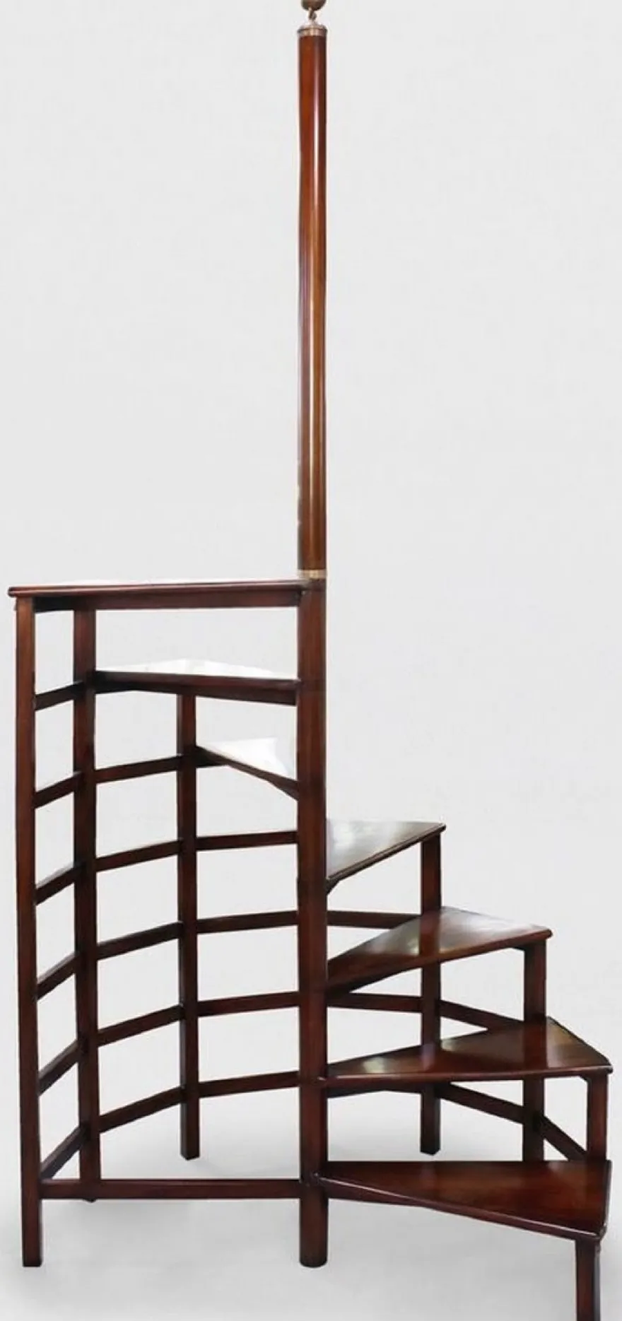 Casa Padrino Luxus Mahagoni Bibliothekstreppe Dunkelbraun 103 x 55 x H. 252 cm - Massivholz Bibliotheksleiter - Büro Möbel - Luxus Möbel - Büro Einrichtung - Luxus Einrichtung
