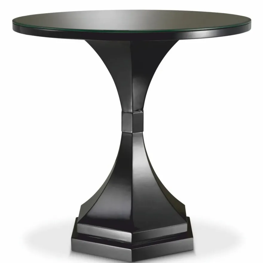 Casa Padrino Luxus Mahagoni Beistelltisch mit Glasplatte Schwarz Ø 69 x H. 68 cm