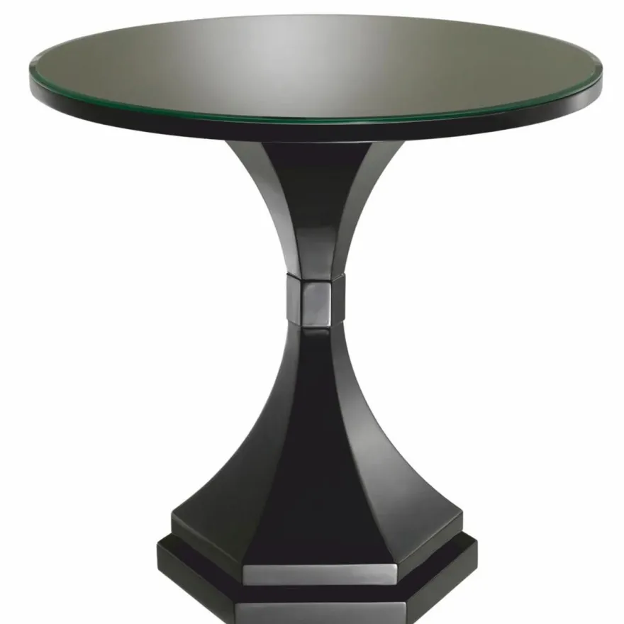 Casa Padrino Luxus Mahagoni Beistelltisch mit Glasplatte Schwarz Ø 69 x H. 68 cm