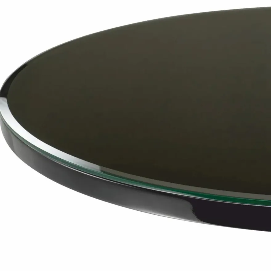Casa Padrino Luxus Mahagoni Beistelltisch mit Glasplatte Schwarz Ø 69 x H. 68 cm