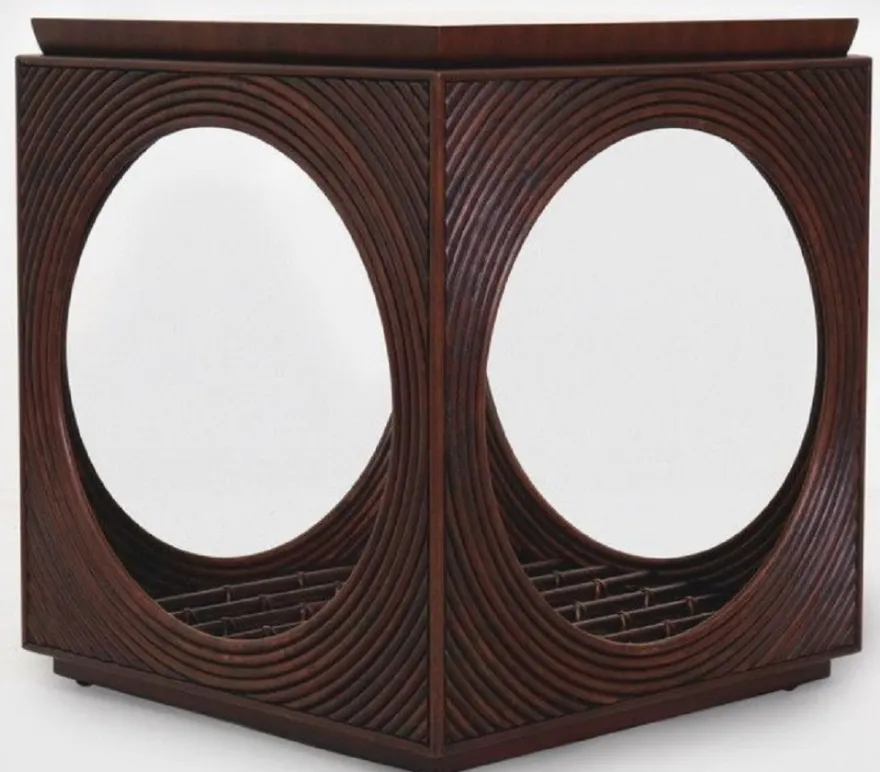 Casa Padrino Luxus Mahagoni Beistelltisch in Würfelform Dunkelbraun 50 x 50 x H. 55 cm - Wohnzimmer Möbel - Luxus Qualität