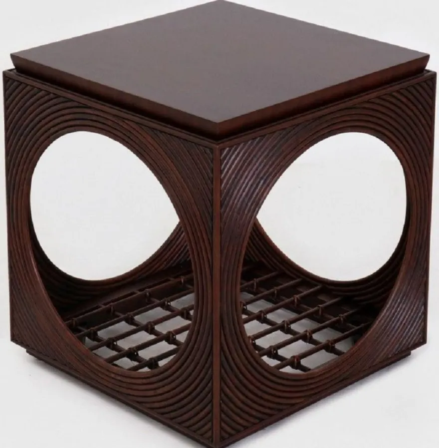 Casa Padrino Luxus Mahagoni Beistelltisch in Würfelform Dunkelbraun 50 x 50 x H. 55 cm - Wohnzimmer Möbel - Luxus Qualität