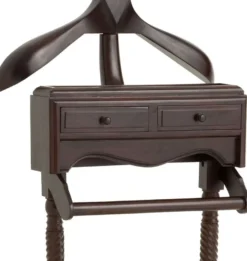 Casa Padrino Luxus Mahagoni Dressboy mit 2 Schubladen Dunkelbraun 51 x 46,5 x H. 123 cm - Kleiderständer - Garderobenständer - Stummer Diener - Schlafzimmer Accessoires - Hotel Accessoires