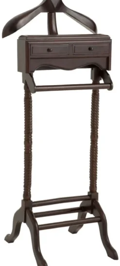 Casa Padrino Luxus Mahagoni Dressboy mit 2 Schubladen Dunkelbraun 51 x 46,5 x H. 123 cm - Kleiderständer - Garderobenständer - Stummer Diener - Schlafzimmer Accessoires - Hotel Accessoires