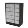 Casa Padrino Luxus Mahagoni Kommode - Schwarz / Grau / Antik Messing - 96,5 x 47,5 x H. 130 cm