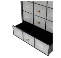 Casa Padrino Luxus Mahagoni Kommode - Schwarz / Grau / Antik Messing - 96,5 x 47,5 x H. 130 cm