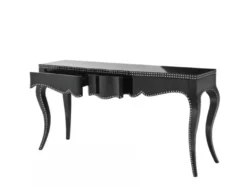Casa Padrino Luxus Mahagoni Konsole im Barock Stil, Piano Schwarz und Nickel, 163 x 46,5 x H. 83 cm