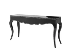 Casa Padrino Luxus Mahagoni Konsole im Barock Stil, Piano Schwarz und Nickel, 163 x 46,5 x H. 83 cm