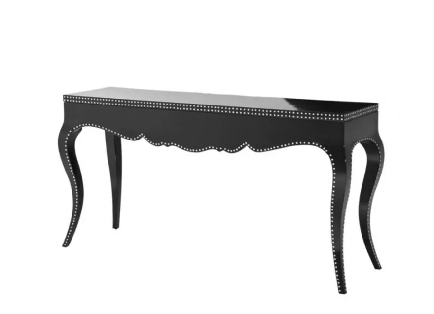 Casa Padrino Luxus Mahagoni Konsole im Barock Stil, Piano Schwarz und Nickel, 163 x 46,5 x H. 83 cm