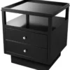 Casa Padrino Luxus Mahagoni Nachttisch mit 2 Schubladen Schwarz / Silber 57 x 55 x H. 61 cm - Luxus Schlafzimmermöbel