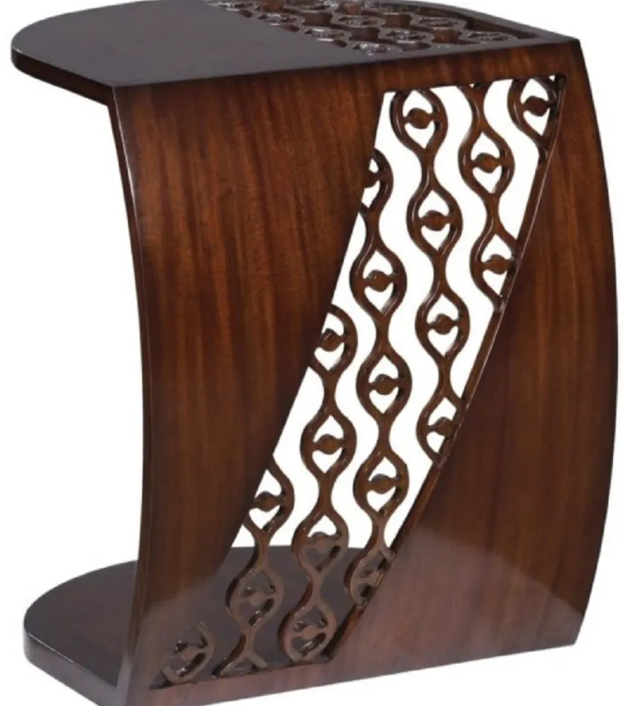 Casa Padrino Luxus Mahagoni Snack Tisch / Beistelltisch Dunkelbraun 42 x 43 x H. 55 cm - Luxus Möbel
