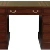 Casa Padrino Luxus Mahagoni Schreibtisch Dunkelbraun / Grün / Gold 140 x 70 x H. 78 cm - Bürotisch im englischen Stil - Luxus Büro Möbel