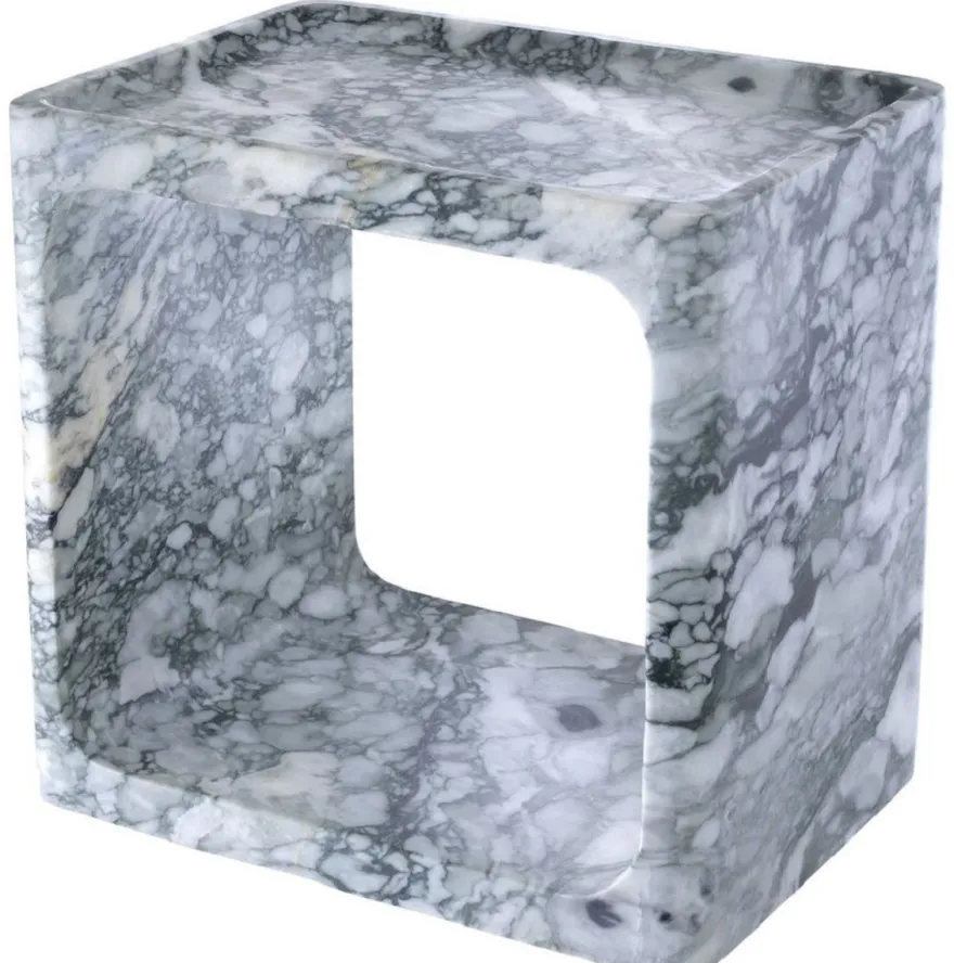 Casa Padrino Luxus Marmor Beistelltisch Weiß 42 x 30 x H. 40 cm - Wohnzimmermöbel - Luxus Möbel