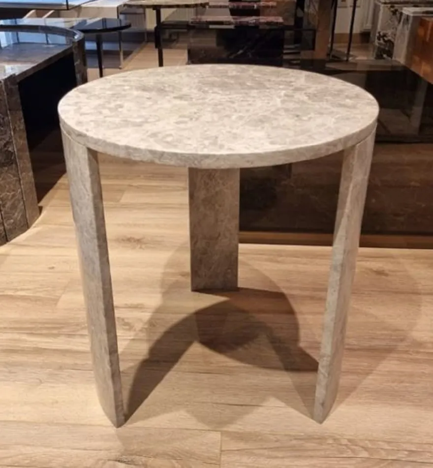 Casa Padrino Luxus Marmor Beistelltisch Grau Ø 48 cm