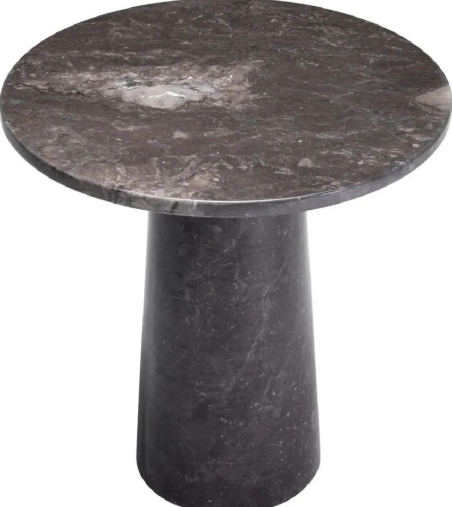 Casa Padrino Luxus Marmor Beistelltisch Grau Ø 55 x H. 57 cm - Runder Tisch aus hochwertigem Marmor - Marmor Möbel - Luxus Möbel - Luxus Qualität
