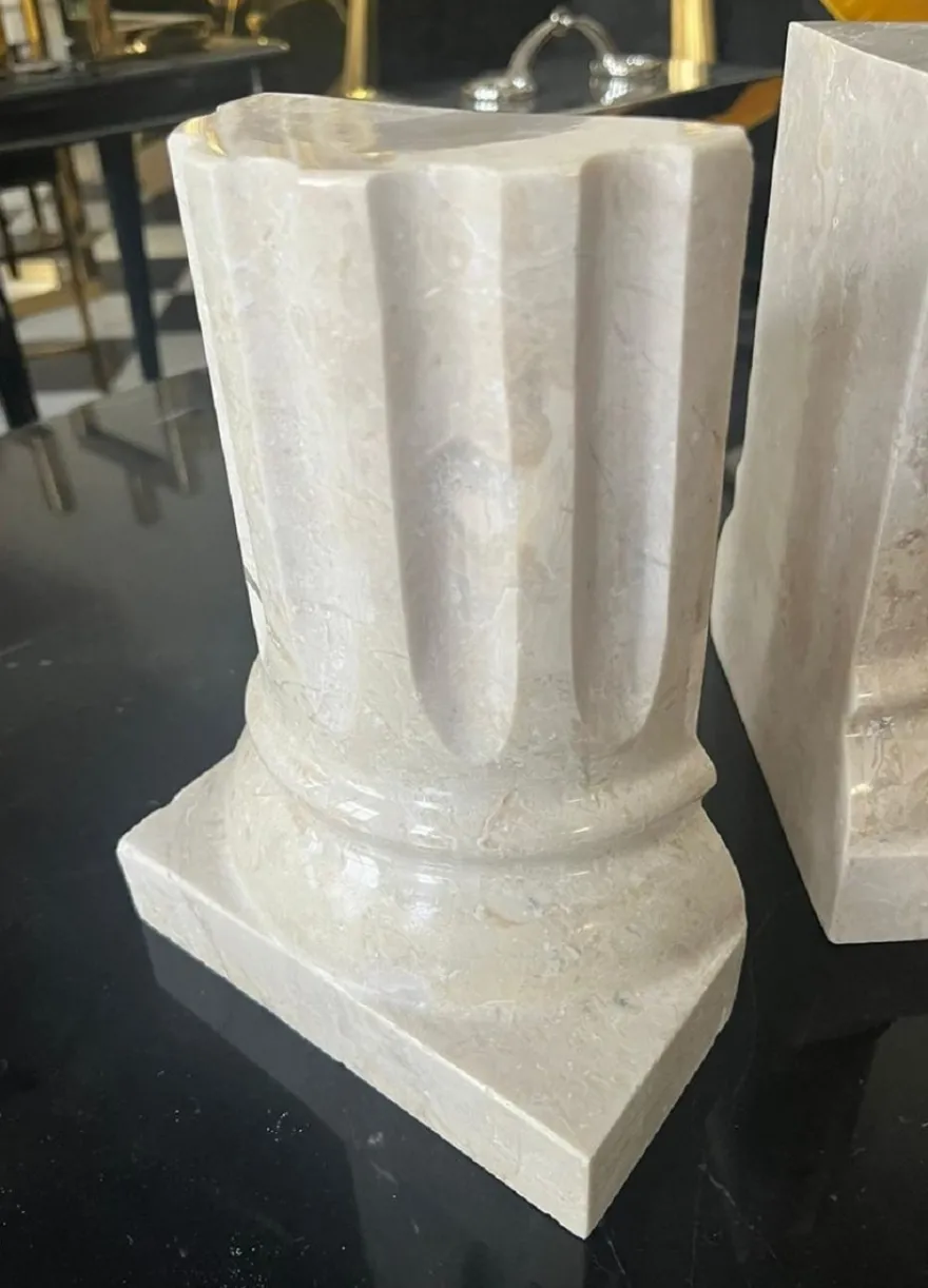 Casa Padrino Luxus Marmor Buchstützen Set Barock Säulen Creme H. 21 cm