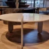 Casa Padrino Luxus Marmor Couchtisch Weiß 140 cm - Luxus Wohnzimmer Möbel