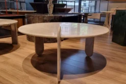 Casa Padrino Luxus Marmor Couchtisch Weiß 140 cm - Luxus Wohnzimmer Möbel