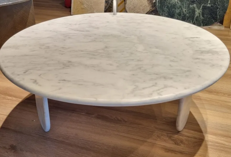 Casa Padrino Luxus Marmor Couchtisch Weiß 140 cm - Luxus Wohnzimmer Möbel