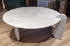 Casa Padrino Luxus Marmor Couchtisch Weiß 140 cm - Luxus Wohnzimmer Möbel