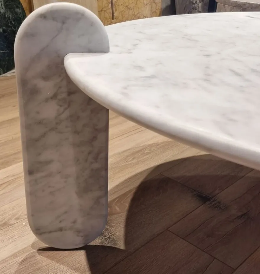 Casa Padrino Luxus Marmor Couchtisch Weiß 140 cm - Luxus Wohnzimmer Möbel