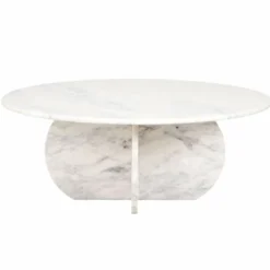 Casa Padrino Luxus Marmor Couchtisch Weiß Ø 90 cm - Luxus Wohnzimmer Möbel