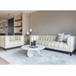 Casa Padrino Luxus Marmor Couchtisch Weiß Ø 90 cm - Luxus Wohnzimmer Möbel