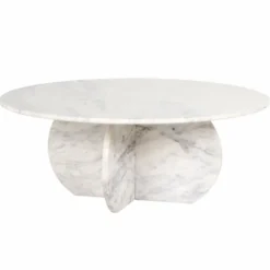 Casa Padrino Luxus Marmor Couchtisch Weiß Ø 90 cm - Luxus Wohnzimmer Möbel