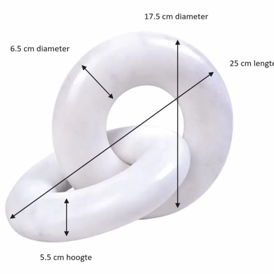 Casa Padrino Luxus Marmor Deko Objekt Ringe Weiß 25 cm - Wohnzimmer Dekoration