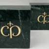 Casa Padrino Luxus Marmor Deko Buchstützen Set Grün / Gold