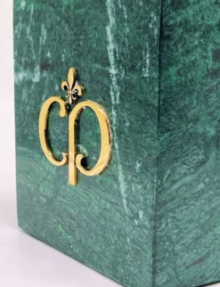 Casa Padrino Luxus Marmor Deko Buchstützen Set Grün / Gold