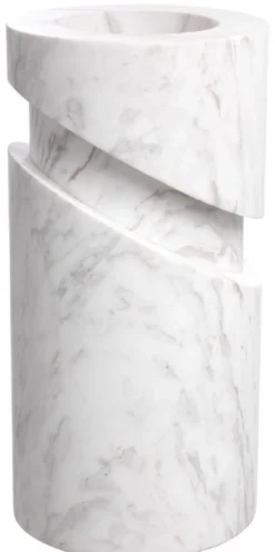 Casa Padrino Luxus Marmor Deko Objekt Weiß Ø 18 x H. 36 cm - Wohnzimmer Deko - Schreibtisch Deko - Luxus Marmor Deko Accessoires