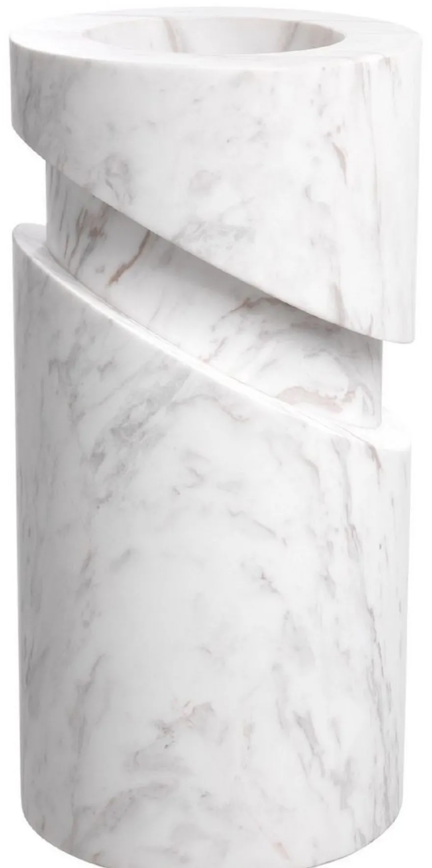 Casa Padrino Luxus Marmor Deko Objekt Weiß Ø 18 x H. 36 cm - Wohnzimmer Deko - Schreibtisch Deko - Luxus Marmor Deko Accessoires