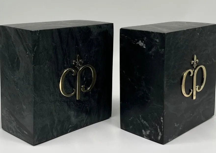 Casa Padrino Luxus Marmor Deko Buchstützen Set Schwarz / Gold