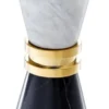 Casa Padrino Luxus Marmor Kerzenhalter Schwarz / Weiß / Gold Ø 11 x H. 28 cm - Hotel & Restaurant Deko Accessoires